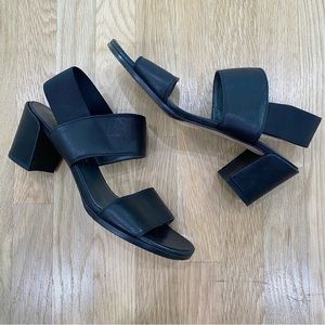 Stuart Weitzman Black Leather Heeled Sandals Size 8